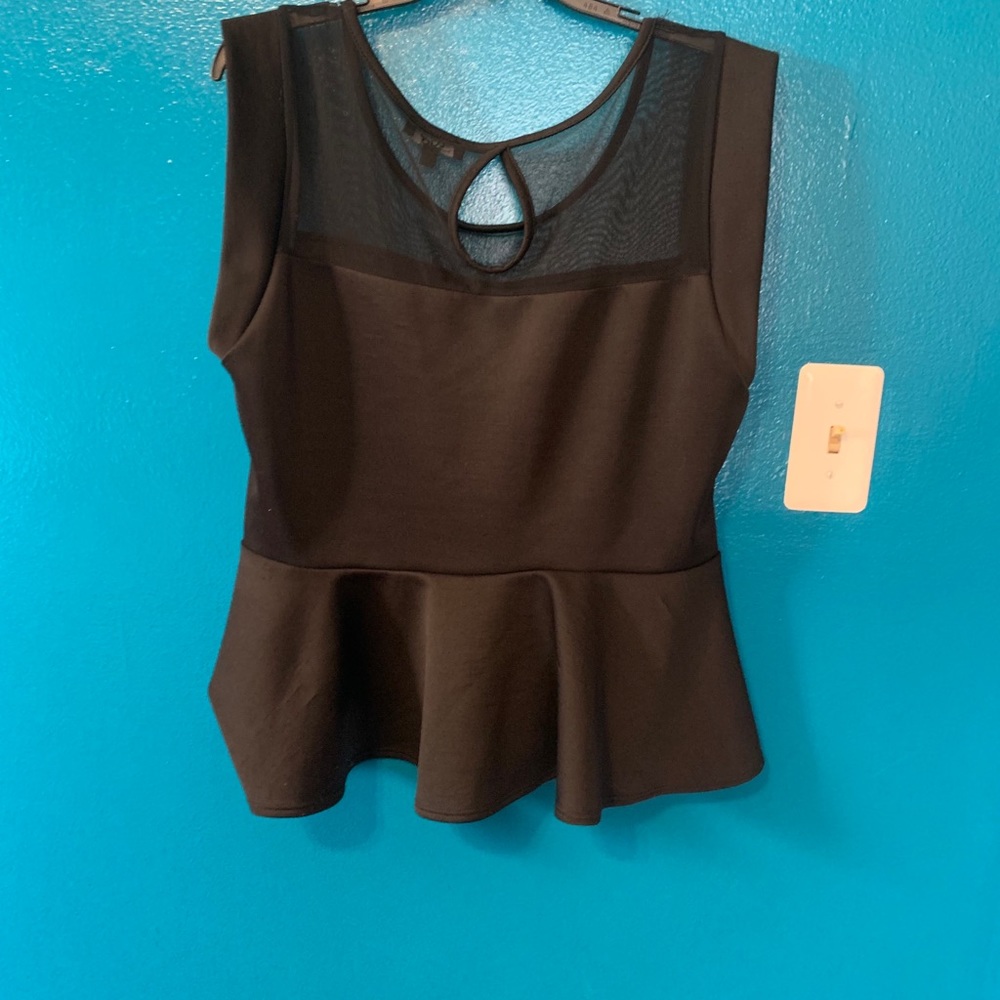 Black peplum top with sheer top - Picture 4 of 6